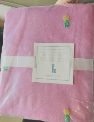 Pottery Barn Oxford Pineapple Duvet Cover Pink Queen 2 Standard Sham Palm Beach