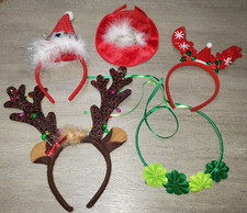 girls lot CHRISTMAS HEADBANDS SANTA ONE SIZE CUTE REINDEER FEATHERS