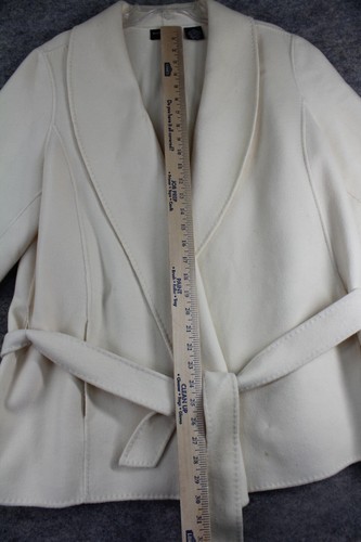 Sutton Studio Coat Size 16 W Ivory Wool Cashmere Blend VINTAGE Wrap - Picture 3 of 10
