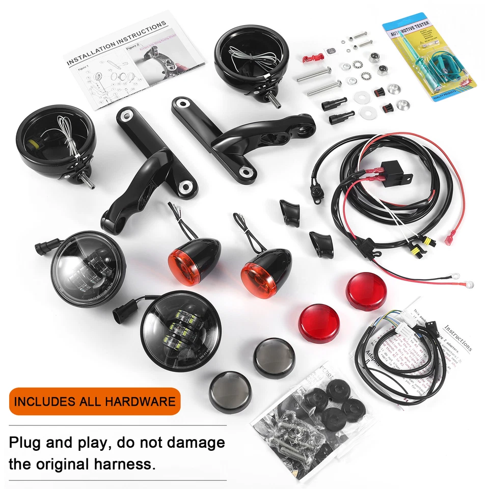 Auxiliary Spot Light Wiring Turn Signal lights for Harley FLHX FLHXXX CVO 06-up Foto 3 de 4