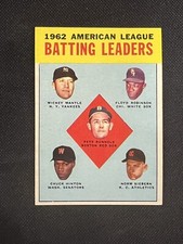 1963 Topps #2 AL Batting Leaders Leaders Mickey Mantle NM New York Yankees *112