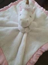 Carters Unicorn Lovey Pink White Security Blanket Plush Baby Satin Trim 2016