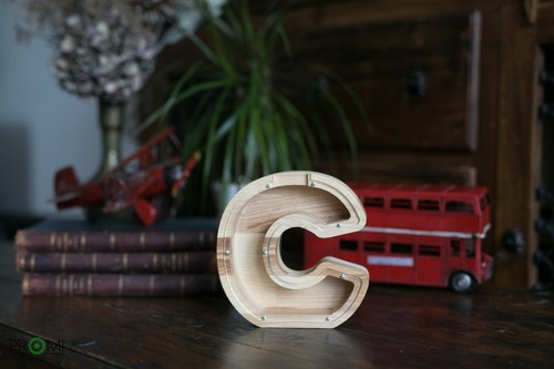 Wood Letter Piggy Bank Handmade Personalized Money Box Wood Coin Saving Medium - Picture 8 of 29
