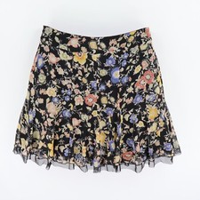 Uniform John Paul Richard A-Line Skirt Womens PL Black Floral Lined Tulle Trim