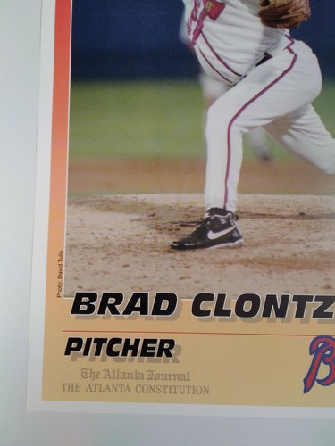 Atlanta Braves Poster Card Vtg 1994 Rare VHTF AJC Limited 8x11 Brad Clontz - Picture 6 of 9