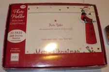 8 christmas cards & envelopes santa claus 3x5 or 4x6 photo frame holder
