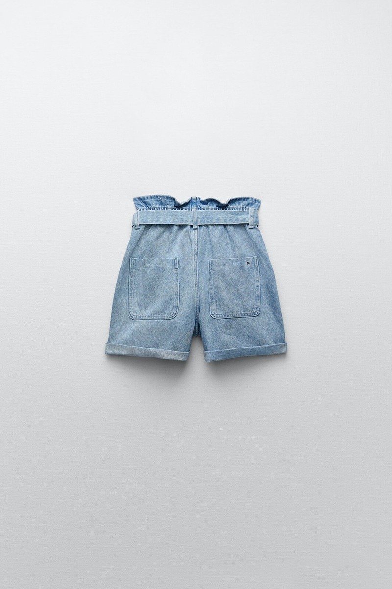 ZARA WOMAN PAPERBAG WAIST DENIM SHORTS 8228/056 | eBay