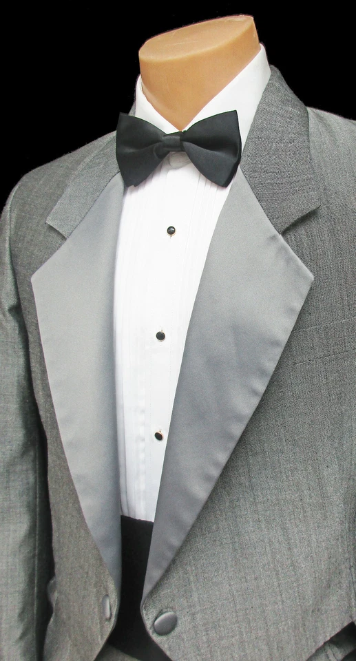 Abrigo Esmoquin Gris Para Hombre con Pantalones Solapas Satinadas Boda Baile de graduación Albañil 40L 34W Foto 4 de 4