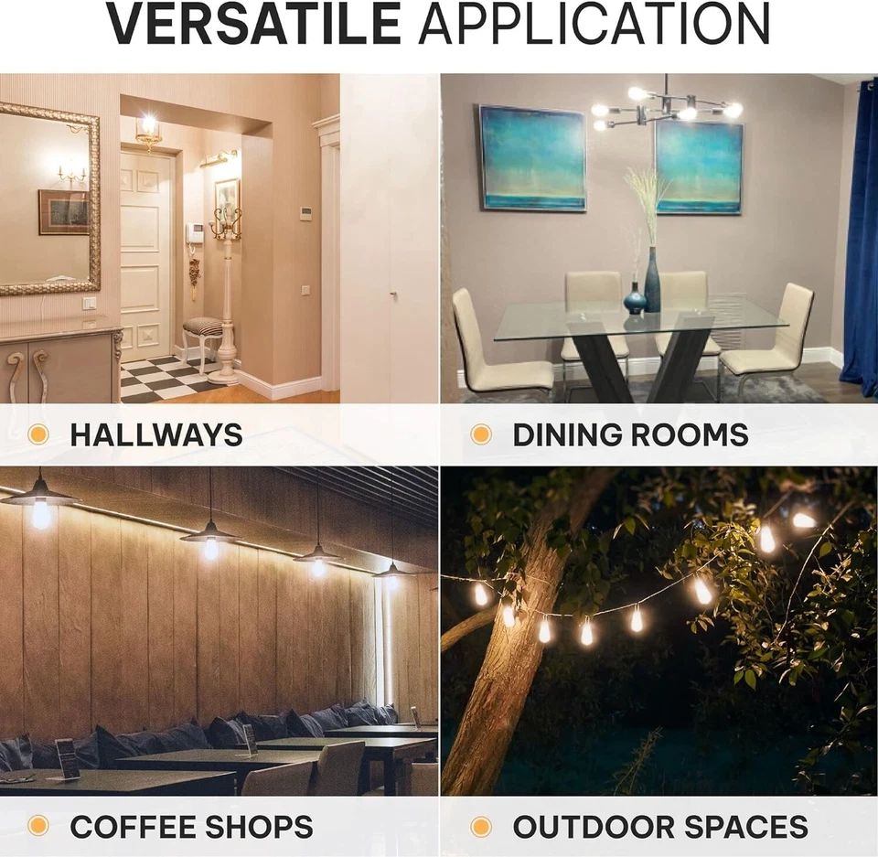 HUDSON BULB CO. Vintage LED 6W Edison Light Bulbs (6 Pack) - E26/E27 Base Light - Image 4 of 4