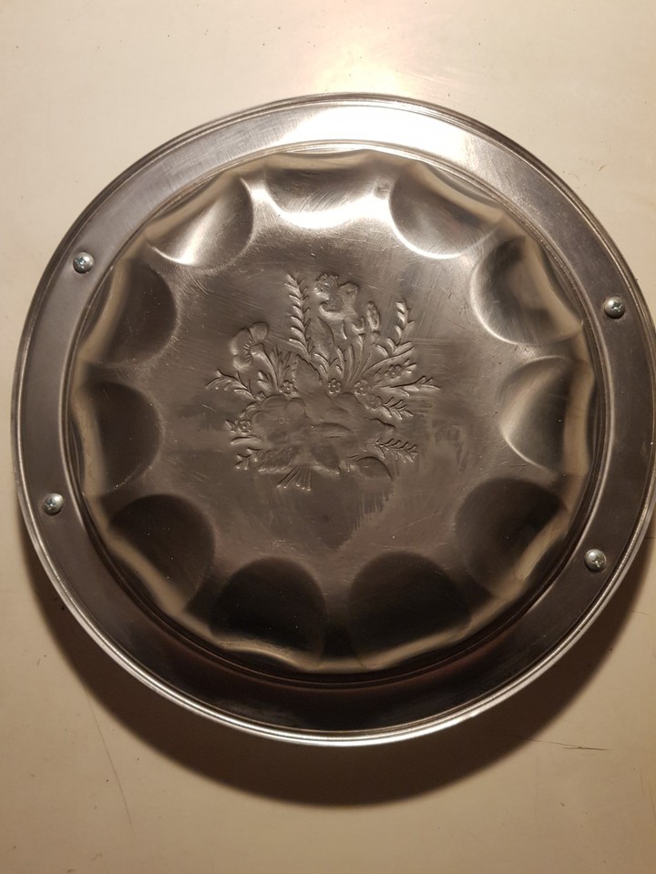 Vassoio Tondo Anni 60 - Acciaio Inox 18/10 Con Rilievo Oro 24k Diametro - Foto 10