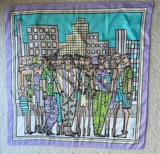 Esprit Scarf Resnicoff 1985 City Scene Pop Art Cotton Bandana 25” EUC VTG