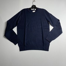 LACOSTE Cotton Jersey Crew Neck Sweater Men's Size S Navy Blue AH7901
