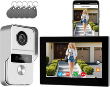 2 Wired Video Intercom System, 7 Inches Video Doorbell Camera with Monitor, Wire