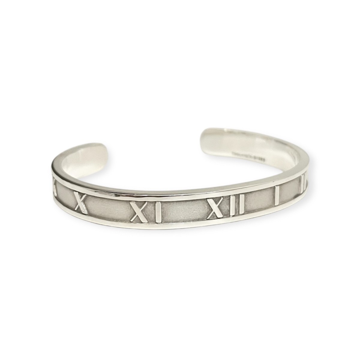 Auth Tiffany & Co. Atlas Bangle Bracelet Roman Numerals Sterling