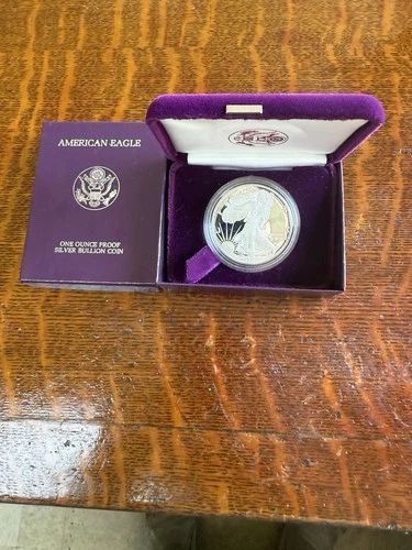 1986 Proof Silver Eagle Complete Box No COA First Year Of Issue
