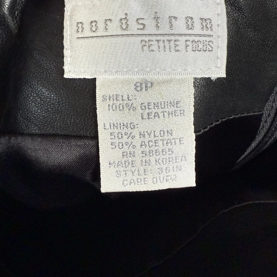 Falda lápiz negra de cuero genuino Nordstrom para mujer talla 8P minimalista Foto 2 de 4