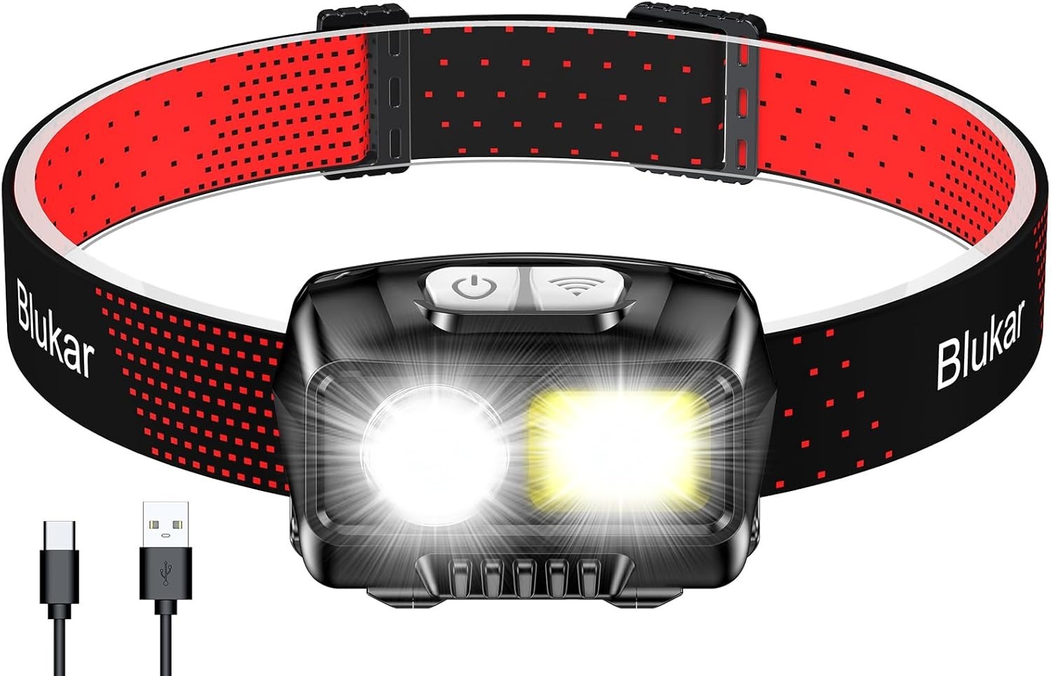Lampe frontale rechargeable Blukar avec faisceau super lumineux et boîtier étanche IPX6 pour running