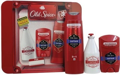 Old Spice Tin Box Geschenkset mit Captain Deostick Duschgel Aftershave-Lotion