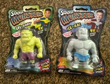 Lot of 2 Pocket Squish Monster Pocket 3.5" ICE-AAC,GRE-GORY 2021 Jaru Toys