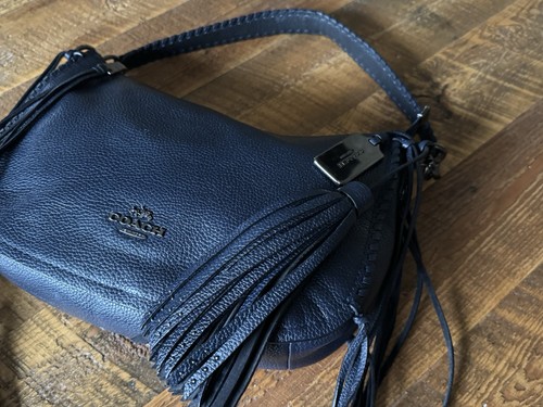 Coach Navy Blue Chelsea Leather Fringe 37740 BOHO Shoulder Bag - Picture 7 of 24