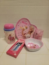 NEW 1996 Zak Designs Barbie Heart Plate, Bowl, Cup Melamine Dinnerware Set 