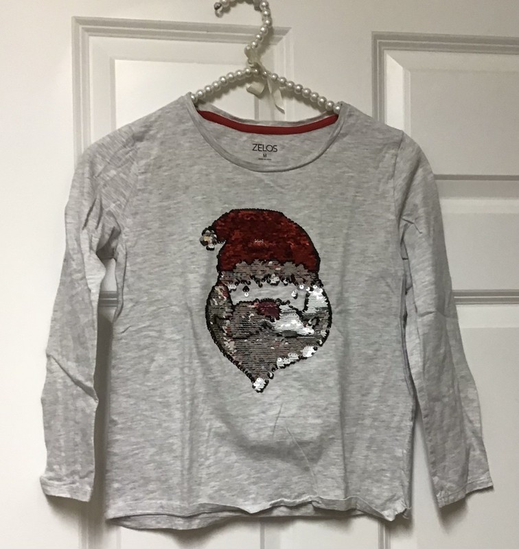 Zelos Girls Sequin Santa Top Size M (BIN AX)