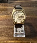 Seiko Lordmatic Watch Men 36mm Silver Dial Gold Tone Daydate 5606-7000 Runs VTG