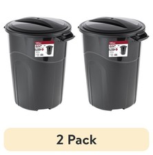  2 pack 32 Gallon Heavy Duty Injection Molded Trash Can W/ Click Lock Lid