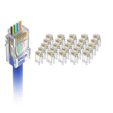 VCE 25-Pack RJ45 Cat6 Pass Through Connectors, UL Listed 25 Pack, Transparent 