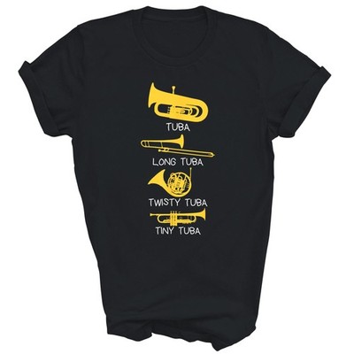 Types of Tubas Player Marching Band Jazz Unisex Shirt Gift T-Shirt (Black;S)