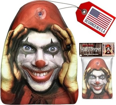 Scary Peeper Freak Halloween Decoration Clown Indoor and Outdoor Window Hanging