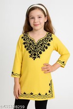 Girls Embroidered Kurti Top Kids Ethnic Wear / Floral Design Kurtis