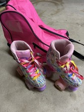 SULIFEEL Unicorn Girls Youth Quad Roller Skates 31 EU Pink Bag And Wrench