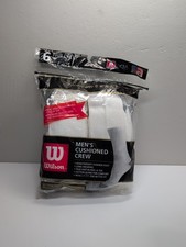 Vintage WILSON Premium Socks 6 Pairs Men  s Cushioned Crew Socks Size 6-12 USA