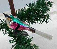 Alt Christbaumschmuck Weihnachtsschmuck  Vogel Klein Federbaum ca.10 cm
