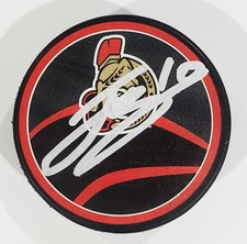 JORDAN SPENCE SIGNED OTTAWA SENATORS REVERSE RETRO HOCKEY PUCK NHL W/LOA