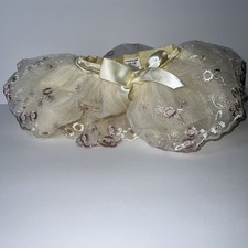 Baby Girl Holiday Skirt Cream And Pink Flowers Layered Tutu Size 0-6M