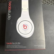 Used Beats By Dr. Dre Studio Over-The-Ear Headphones White/Red   Wired