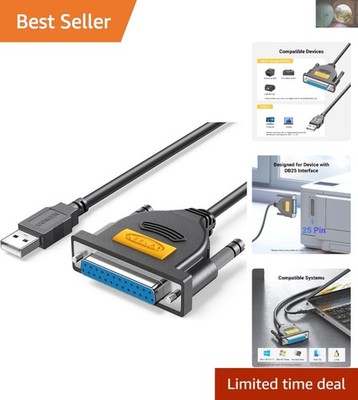 Universal 6FT USB to DB25 Cable for Vintage Printers, Versatile Compatibility