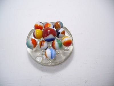 #979 Vitro Agate All Red Marbles various colors 11 pieces with shooter