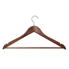 Wood Suit Hangers for Adult, 5 Pack, Walnut Finish