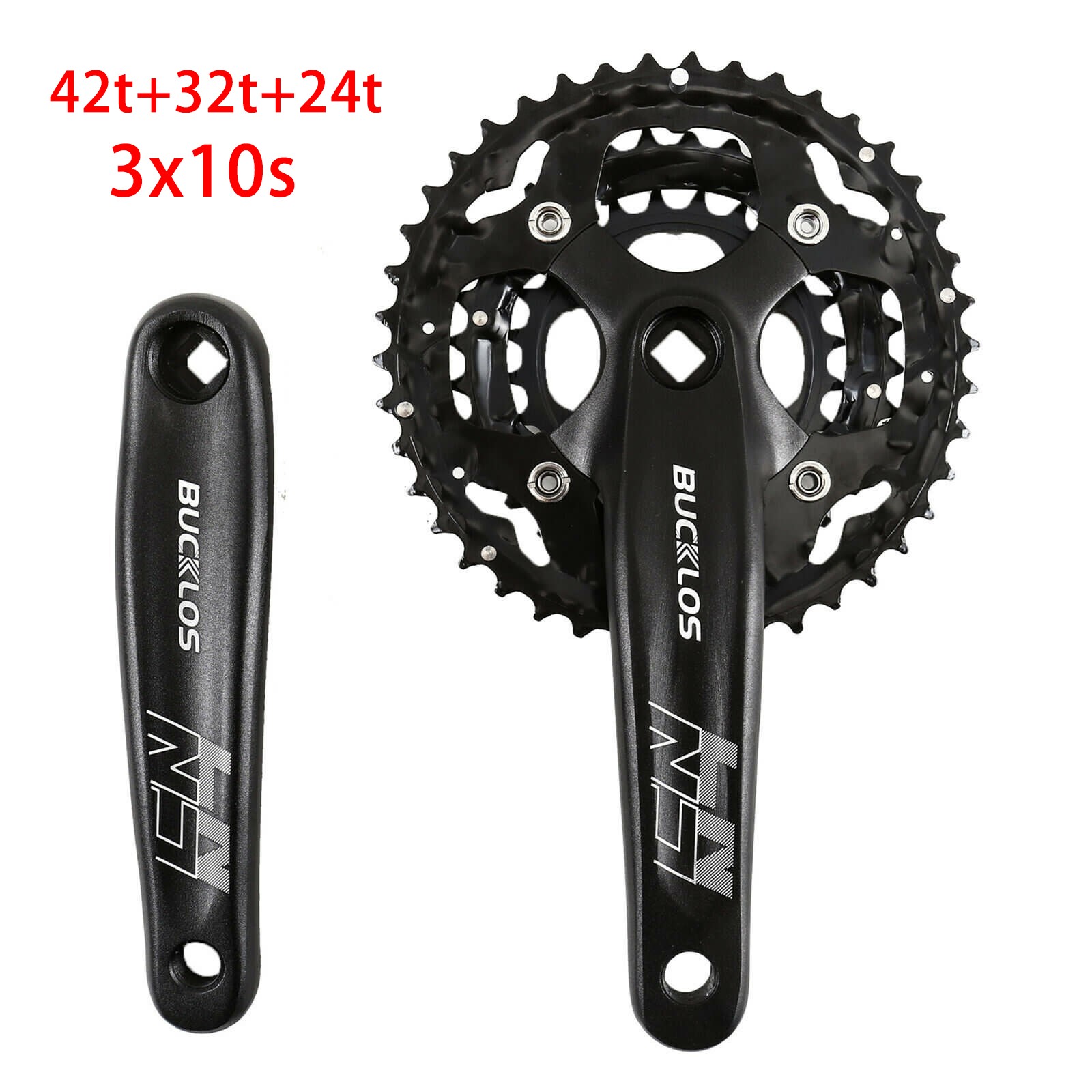 Triple Double Speed Crankset 22-44t Chainrings Round MTB Bike Crank Arm 170mm US