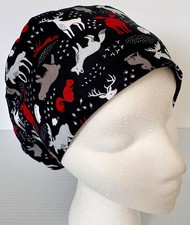 Wild Life Moose Bear Fox Adjustable Medical Slim Lid Euro Scrub Cap Surgery Hat