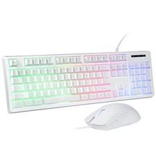 Wired Gaming Keyboard and Combo, Rainbow LED Backlit, 25 Keys Anti-ghosting W...