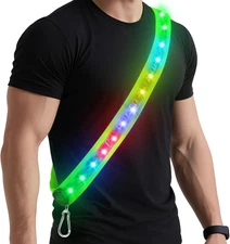 LED Reflective Sash Light up Vest for Night Walking with 5 Colors & 4 Light Mode