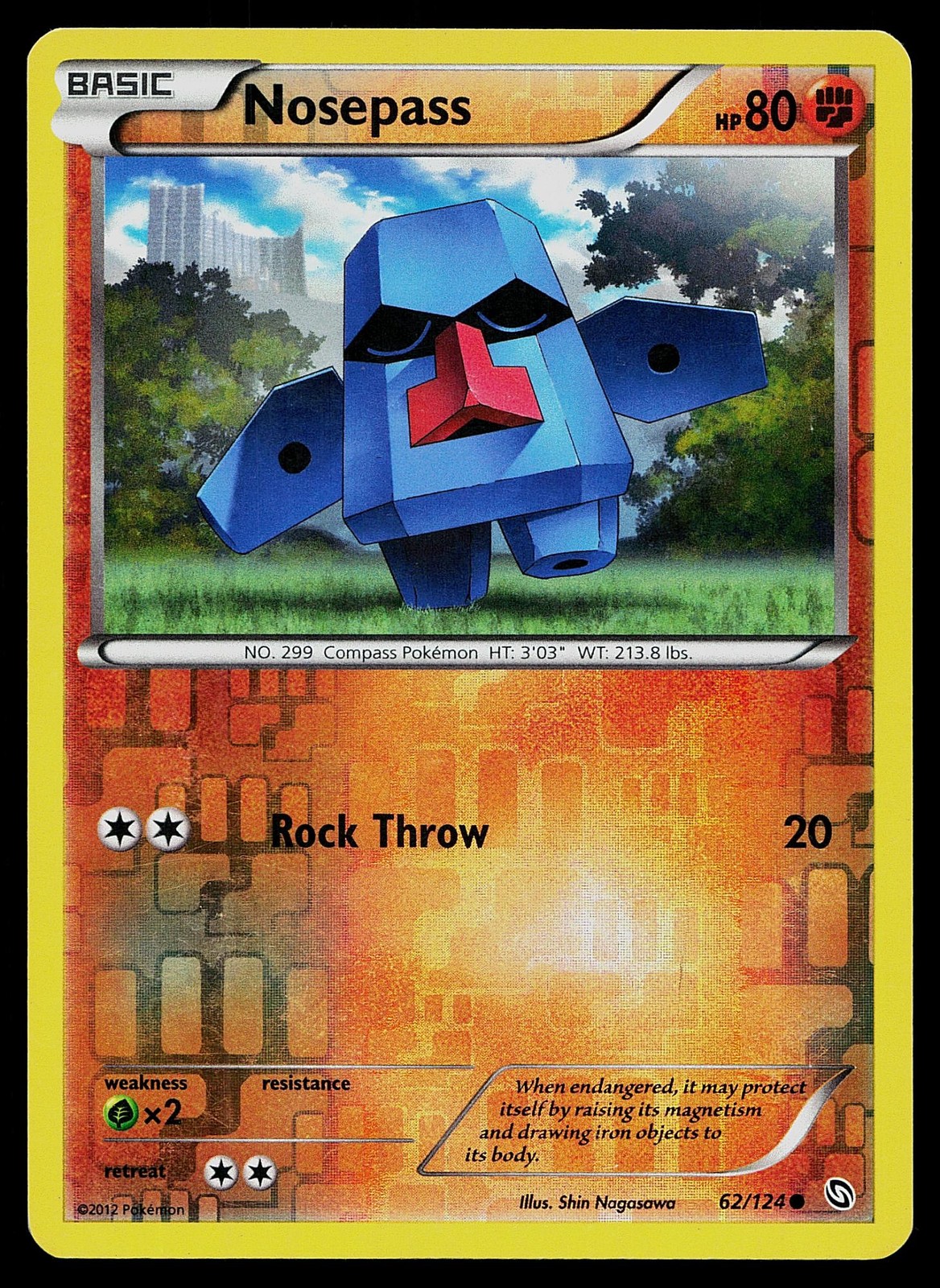 Pokemon Card Dragons Exalted Nosepass 62/124 Common Reverse Holo
