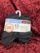 Wonder Nation Boys Cushioned No Show Socks, 10 Pack, Size S 4.5-8.5 