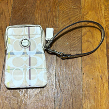 Coach Signature Zip Wristlet Wallet w/ Wrist Strap, Card Slots, Pockets