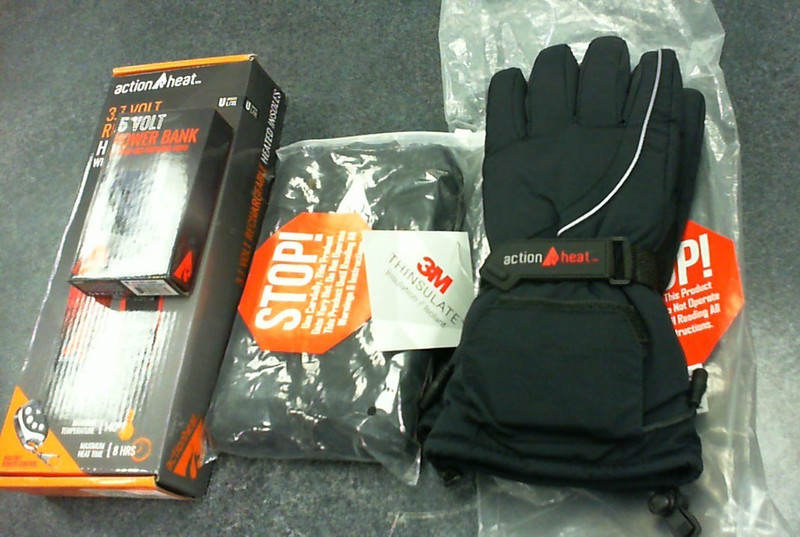 ActionHeat Heated insoles, gloves, and vest with 5 volt power bank, new!
