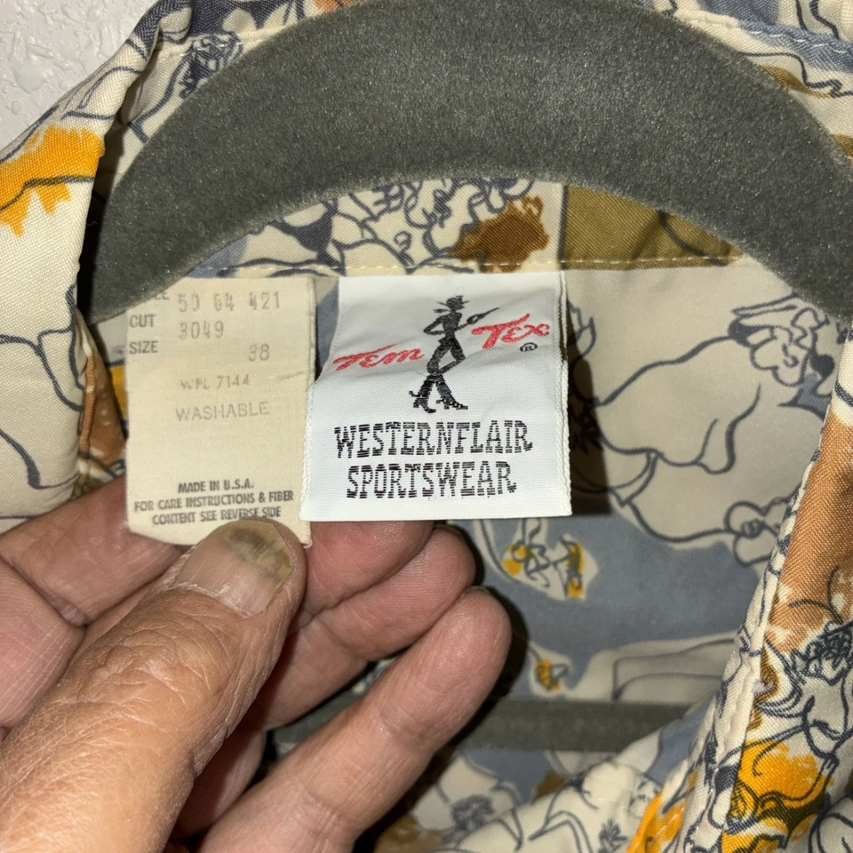 Camisa de Colección Para Mujer Tem Tex Floral Western Talla 38 Peligro Snap Con Tubería Foto 3 de 4